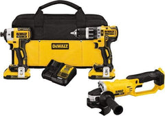 DeWALT - 20 Volt Cordless Tool Combination Kit - Includes Brushless Compact Hammer Drill, Impact Driver, Angle Grinder & Cut-Off Tool, Lithium-Ion Battery Included - Best Tool & Supply