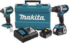 Makita - 18 Volt Cordless Tool Combination Kit - Includes 1/2" Hammer Drill & 1/4" Impact Driver, Lithium-Ion Battery Included - Best Tool & Supply