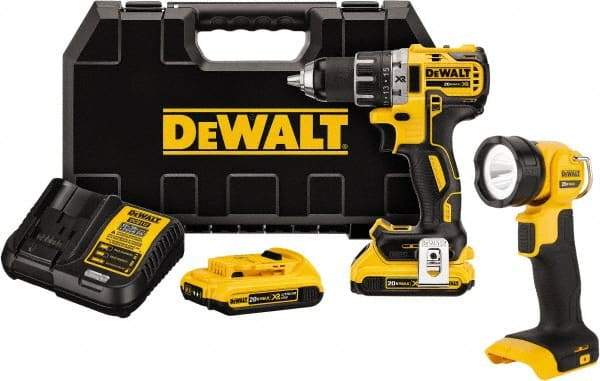 DeWALT - 20 Volt 1/2" Chuck Mid-Handle Cordless Drill - 0-500 & 0-2000 RPM, Keyless Chuck, Reversible, 2 Lithium-Ion Batteries Included - Best Tool & Supply