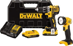 DeWALT - 20 Volt 1/2" Chuck Mid-Handle Cordless Drill - 0-500 & 0-2000 RPM, Keyless Chuck, Reversible, 2 Lithium-Ion Batteries Included - Best Tool & Supply