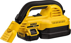 DeWALT - 0.5 Gal Plastic Tank, Battery Powered Wet/Dry Vacuum - 0.33 Peak hp, 20 Volt, 1-1/4" Hose Fitting, Cordless, HEPA Filter, Accessories Included - Best Tool & Supply