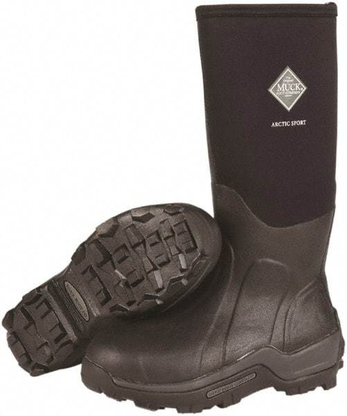 Honeywell - Men's Size 8 Wide Width Steel Knee Boot - Black, Neoprene Upper, Rubber Outsole, 16" High, Pull-On, Waterproof - Best Tool & Supply