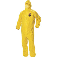 KleenGuard - Size XL PE Film Chemical Resistant Coveralls - Yellow, Zipper Closure, Elastic Cuffs, Elastic Ankles, Taped Seams, ISO Class 1, 2 & 3 - Best Tool & Supply