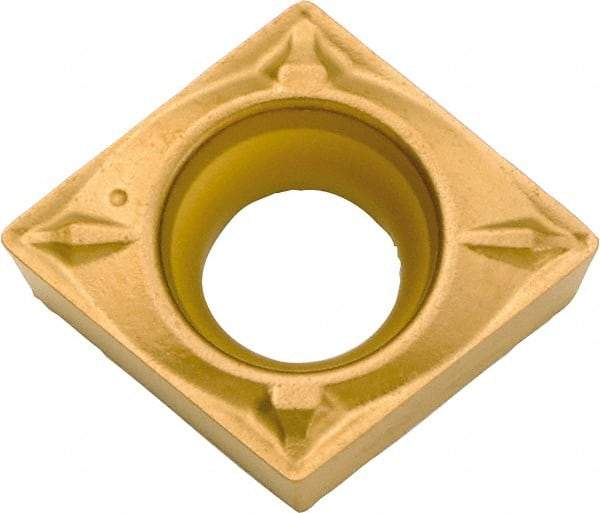 Kyocera - CCMT21.50.5 WP Grade PV720 Cermet Turning Insert - TiCN (Megacoat Nano) Finish, 80° Diamond, 1/4" Inscr Circle, 3/32" Thick, 0.008" Corner Radius - Best Tool & Supply