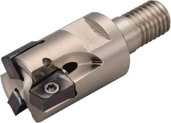 Kyocera - 16mm Cut Diam, 10mm Max Depth of Cut, 43mm OAL, Indexable Square Shoulder End Mill - LOMU 1004..ER-GH, LOMU 1004..ER-GM, LOMU 1004..ER-SM Inserts, M8 Modular Connection, 90° Lead Angle, Through Coolant, Series M-Four - Best Tool & Supply