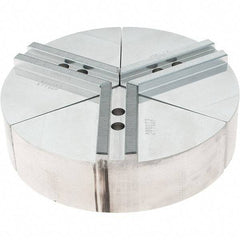 Abbott Workholding Products - 6" Max Chuck Capacity, 1.5mm x 60° Serrated Interface, Round Soft Lathe Chuck Jaw - 3 Jaw, Aluminum, 0.7874" Btw Mount Hole Ctrs, 8" Wide, 2" High, 10mm Fastener - Best Tool & Supply