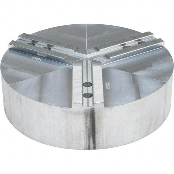 Abbott Workholding Products - 15" Max Chuck Capacity, 1.5mm x 60° Serrated Interface, Round Soft Lathe Chuck Jaw - 3 Jaw, Aluminum, 1.6929" Btw Mount Hole Ctrs, 15" Wide, 4" High, 20mm Fastener - Best Tool & Supply