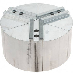 Abbott Workholding Products - 8" Max Chuck Capacity, 1.5mm x 60° Serrated Interface, Round Soft Lathe Chuck Jaw - 3 Jaw, Aluminum, 0.9843" Btw Mount Hole Ctrs, 8" Wide, 4" High, 12mm Fastener - Best Tool & Supply