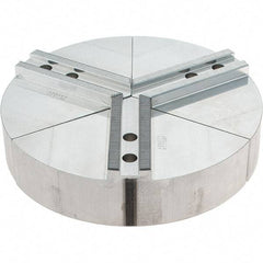 Abbott Workholding Products - 10" Max Chuck Capacity, 1.5mm x 60° Serrated Interface, Round Soft Lathe Chuck Jaw - 3 Jaw, Aluminum, 1.2598" Btw Mount Hole Ctrs, 10" Wide, 2" High, 12mm Fastener - Best Tool & Supply