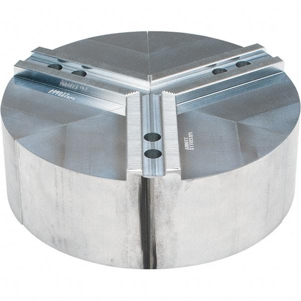 Abbott Workholding Products - 12" Max Chuck Capacity, 1.5mm x 60° Serrated Interface, Round Soft Lathe Chuck Jaw - 3 Jaw, Aluminum, 1.1811" Btw Mount Hole Ctrs, 12" Wide, 4" High, 16mm Fastener - Best Tool & Supply