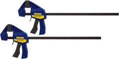 Irwin - 12" Capacity, 2-7/16" Throat Depth Carbon Steel Bar Clamp - 140 Lb Clamping Pressure - Best Tool & Supply