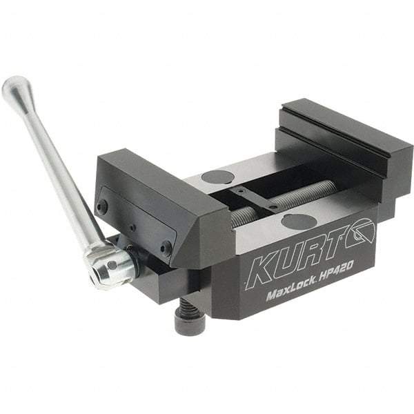 Kurt - 4" Jaw Width, 2.922" High x 5" Long x 4" Wide Vise - For Use with 5 Axis Workholding Systems - Best Tool & Supply