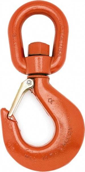 Campbell - #5 Hook, 3 Ton Capacity, Alloy Steel Swivel Hoist Hook - 8-1/4" Long x 4-1/8" Wide - Best Tool & Supply