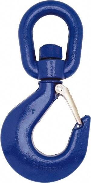 Campbell - #7 Hook, 3 Ton Capacity, Carbon Steel Swivel Hoist Hook - 9-17/32" Long x 5-1/32" Wide - Best Tool & Supply