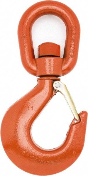 Campbell - #3 Hook, 1-1/2 Ton Capacity, Alloy Steel Swivel Hoist Hook - 6-3/4" Long x 3-13/32" Wide - Best Tool & Supply