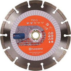 Husqvarna - 4-1/2" Diam, 5/8 & 7/8" Arbor Hole Diam, Continuous Edge Tooth Wet & Dry Cut Saw Blade - Diamond-Tipped, Fast Cutting Action, Standard Round Arbor - Best Tool & Supply