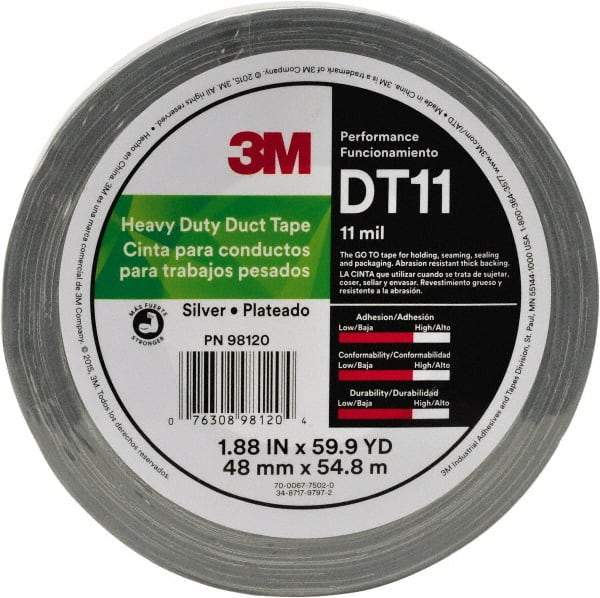 3M - 2" x 32m Black Duct Tape - 17 mil, Rubber Adhesive, Polyethylene Film Backing, Series DT17 - Best Tool & Supply