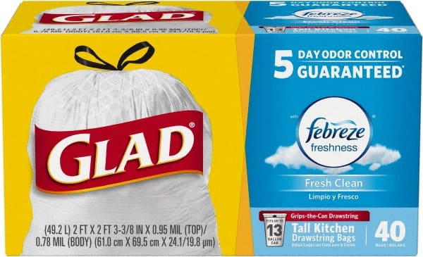 Glad - Pack of (6) 40-Count 13 Gal 0.78 mil Household/Office Trash Bags - Best Tool & Supply