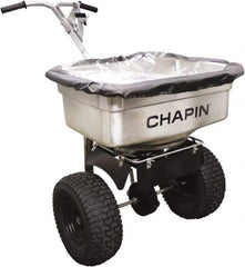 Chapin - 100 Lb Stainless Steel Walk Behind Broadcast Landscape Spreader - 14" Pneumatic Wheels - Best Tool & Supply