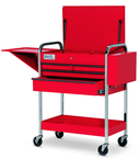4 Drawer Red Service Cart with Lid; Rack & Tray - Best Tool & Supply