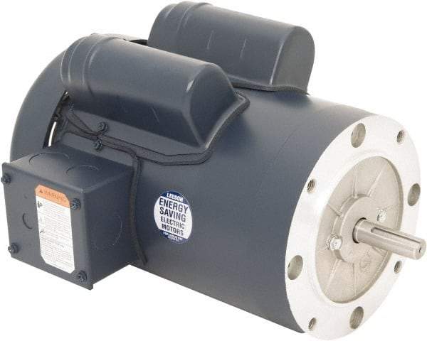 Leeson - 2 Max hp, 1,800 Max RPM, Capacitor Start Electric AC DC Motor - 115/230 V Input, Single Phase, 56C Frame, 5/8" Shaft Diam, C-Face Mount, TEFC Enclosure - Best Tool & Supply