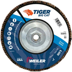 7″ Big Cat Abrasive Flap Disc, Flat, Phenolic Backing, 80Z, 5/8″-11 UNC Nut - Exact Industrial Supply