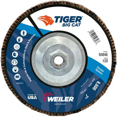 7″ Big Cat Abrasive Flap Disc, Flat, Phenolic Backing, 120Z, 5/8″-11 UNC Nut - Exact Industrial Supply