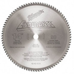 Milwaukee Tool - 14" Diam, 1" Arbor Hole Diam, 90 Tooth Wet & Dry Cut Saw Blade - Carbide-Tipped, Burr-Free, Clean, Smooth Action, Standard Round Arbor - Best Tool & Supply