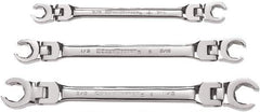 GearWrench - 3 Piece, 3/8" to 11/16", Finger Ratcheting Wrench/Flare Nut Wrench Set - Inch Measurement Standard, Chrome Finish - Best Tool & Supply