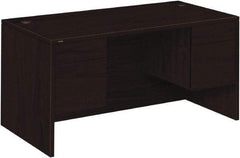 Hon - Woodgrain Laminate Double Pedestal Desk - 60" Wide x 30" Deep x 29-1/2" High, Mahogany - Best Tool & Supply