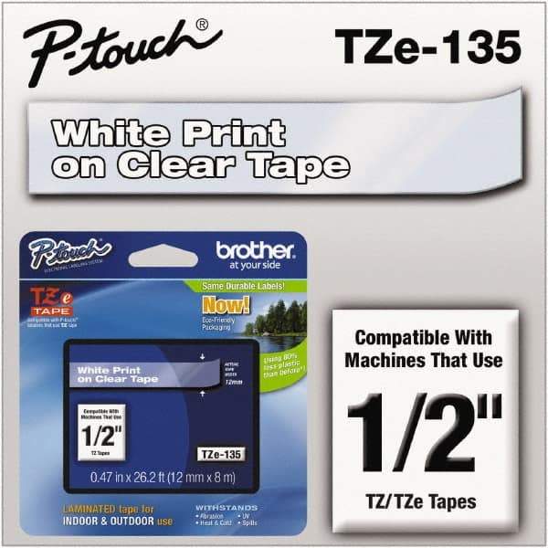 Brother - 1/2" Wide x 314.4" Long, Clear Plastic/Paper Tape Cassette - For Label Maker - Best Tool & Supply