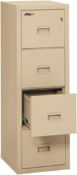 FireKing - 17-3/4" Wide x 52-3/4" High x 22-1/8" Deep, 4 Drawer Vertical File - Steel, Parchment - Best Tool & Supply