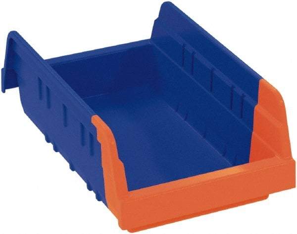 Akro-Mils - 11-5/8" Deep, Blue/Orange Hopper Shelf Bin - 4" High x 6-3/4" Wide x 11-5/8" Long - Best Tool & Supply