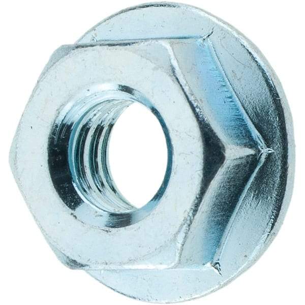 Value Collection - 1/4-20, 19/32" Flange Diam, Serrated Flange Nut - Grade Grade 2 Steel, Zinc-Plated Finish, 0.236" Flange Height - Best Tool & Supply