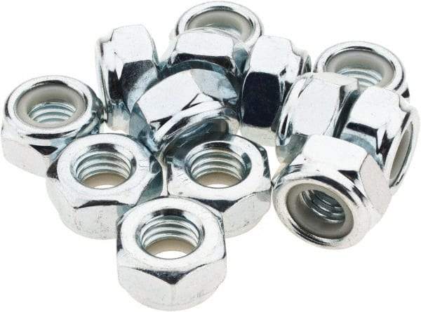 Value Collection - M10x1.50 Metric Coarse Class 8 Hex Lock Nut with Nylon Insert - 10mm High, Zinc-Plated Finish - Best Tool & Supply