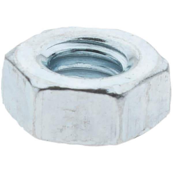 Value Collection - M4x0.70 Metric Coarse Steel Right Hand Hex Nut - 7mm Across Flats, 3.2mm High, Zinc Clear Finish - Best Tool & Supply