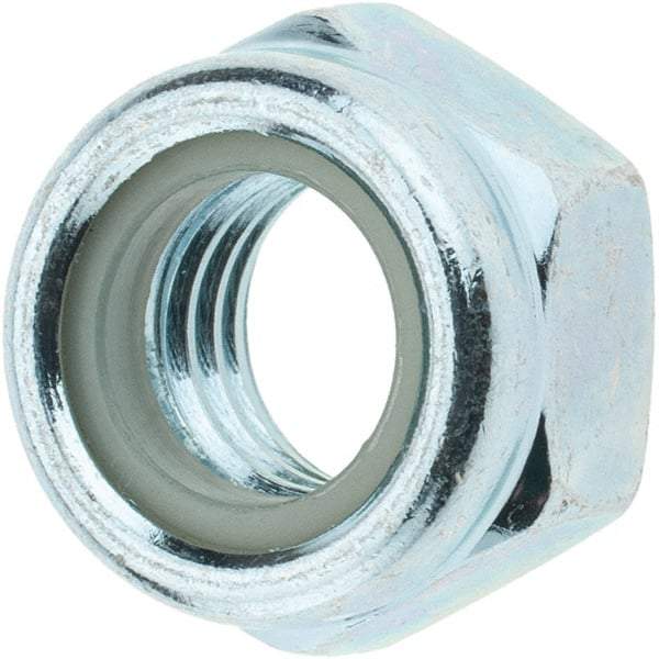 Value Collection - M12x1.75 Metric Coarse Class 8 Hex Lock Nut with Nylon Insert - 12mm High, Zinc-Plated Finish - Best Tool & Supply