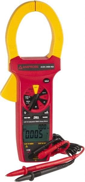 Amprobe - ACDC-3400 IND, CAT IV, CAT III, Digital True RMS Clamp Meter with 2.2441" Clamp On Jaws - 750 VAC, 1000 VDC, 1000 AC/DC Amps, Measures Voltage, Capacitance, Current, Frequency, Resistance - Best Tool & Supply