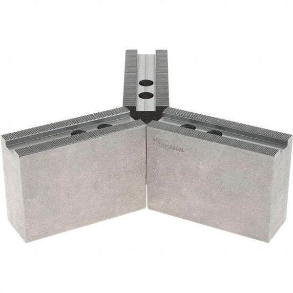 Abbott Workholding Products - 12" & Up Chuck Capacity, 1.5mm x 60° Serrated Attachment, Square Soft Lathe Chuck Jaw - 3 Jaws, Steel, 1.1811" Btw Mount Hole Ctrs, 5-1/2" Long x 2" Wide x 4" High, 0.8268" Groove, 0.6299" & 16mm Fastener - Best Tool & Supply