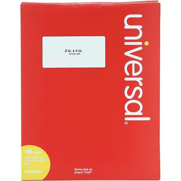 UNIVERSAL - 4" Long, White Paper Laser Label - For Inkjet Printers, Laser Printers - Best Tool & Supply