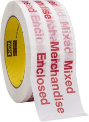 3M - 2" x 110 Yd Red & White Rubber Adhesive Packaging Tape - Polypropylene Film Backing, 1.9 mil Thick, 35 Lb Tensile Strength, Series 3775 - Best Tool & Supply