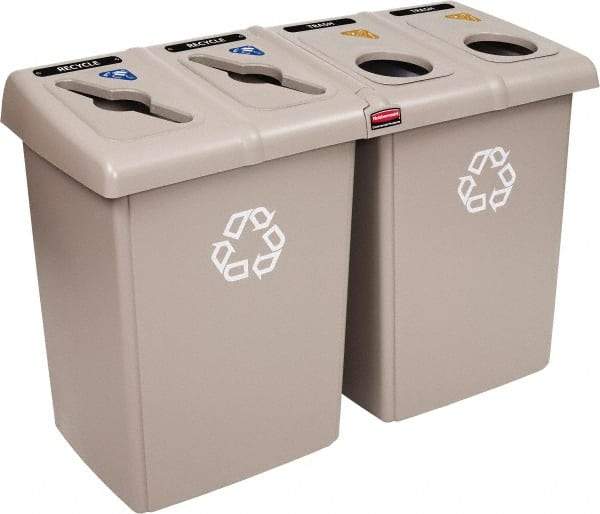 Rubbermaid - 92 Gal Beige Rectangle Recycling Container - Plastic, 902mm High x 1346.2mm Long x 24" Wide - Best Tool & Supply