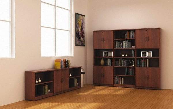 ALERA - 6 Shelf, 80-3/8" High x 31-3/4" Wide Bookcase - 14" Deep, Woodgrain Laminate, Medium Cherry - Best Tool & Supply