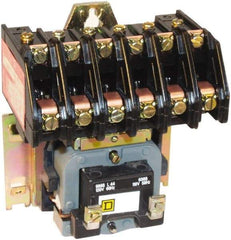 Square D - No Enclosure, 6 Pole, Electrically Held Lighting Contactor - 20 A (Tungsten), 30 A (Fluorescent), 277 VAC at 60 Hz, 6NO Contact Configuration - Best Tool & Supply