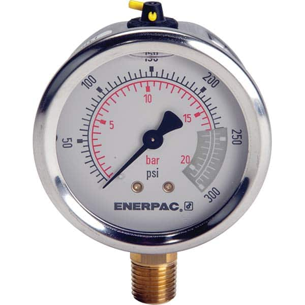 Enerpac - Hydraulic Pressure Gages & Adapters Type: Glycerine Filled Pressure Rating: 300 - Best Tool & Supply