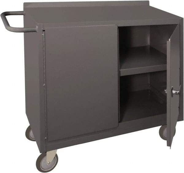 Durham - 1,200 Lb Capacity, 18" Wide x 36" Long x 39-3/4" High Mobile Cart - 2 Door, 1 Shelf, Steel, 2 Rigid/2 Swivel Casters - Best Tool & Supply