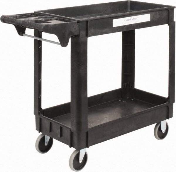 Value Collection - 500 Lb Capacity, 17" Wide x 39-3/4" Long x 33-1/4" High Shelf Cart - 2 Shelf, Plastic, 2 Rigid/2 Swivel Casters - Best Tool & Supply