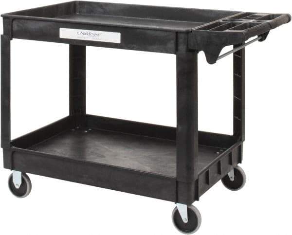 Value Collection - 500 Lb Capacity, 25-1/2" Wide x 46" Long x 33-1/4" High Shelf Cart - 2 Shelf, Plastic, 2 Rigid/2 Swivel Casters - Best Tool & Supply