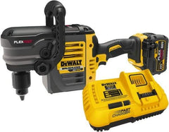 DeWALT - 60 Volt 1/2" Chuck Right Angle Handle Cordless Drill - 0-300 & 0-1200 RPM, Keyed Chuck, 1 Lithium-Ion Battery Included - Best Tool & Supply