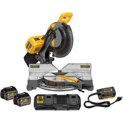 DeWALT - 15 Amp, 120 Volt, 3,800 RPM, 50° Double Bevel Miter Saw - 5/8 or 1" Arbor, 12" Blade Diam, Includes DHS716 Miter Saw, DCA120 120V Adaptor & DCA132 Charger - Best Tool & Supply